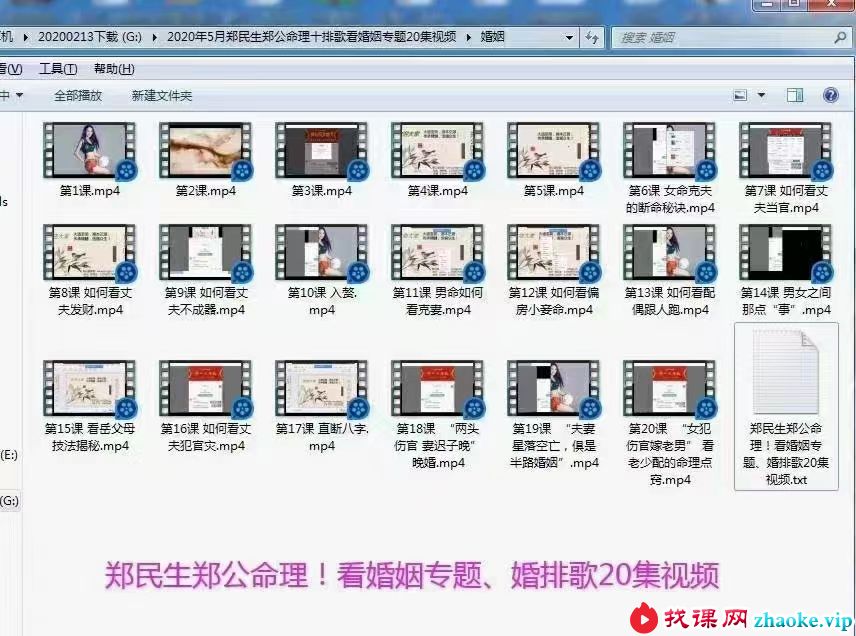郑民生郑公命理 看婚姻专题、婚排歌20集视频