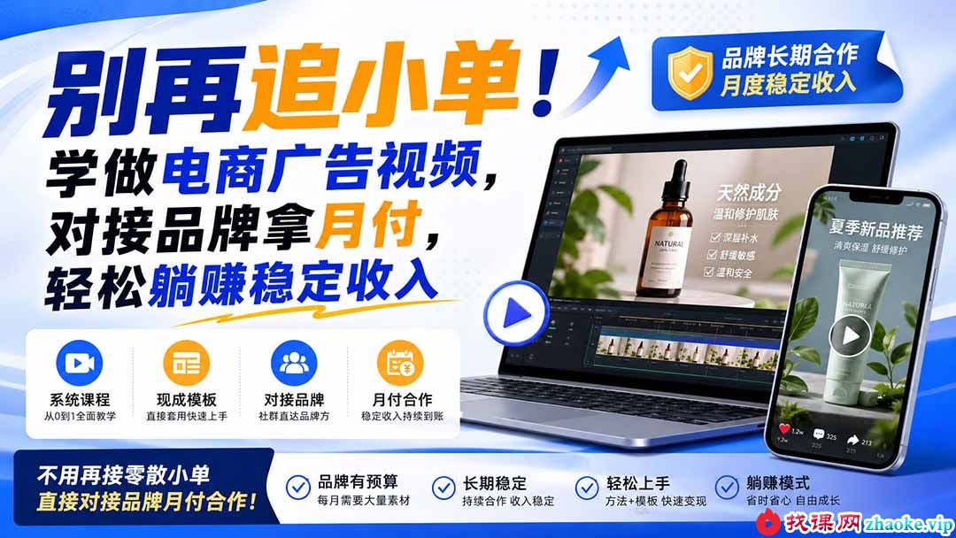 （19968期）别再追小单！学做电商广告视频，对接品牌拿月付，轻松躺賺稳定收入【原创双语字幕】