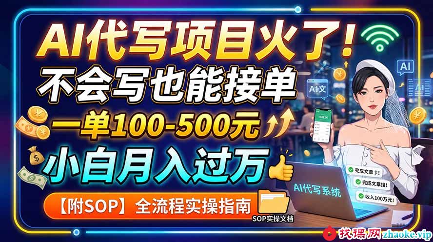 （19967期）AI代写项目火了！不会写也能接单，一单100-500元，小白月入过万【附SOP】