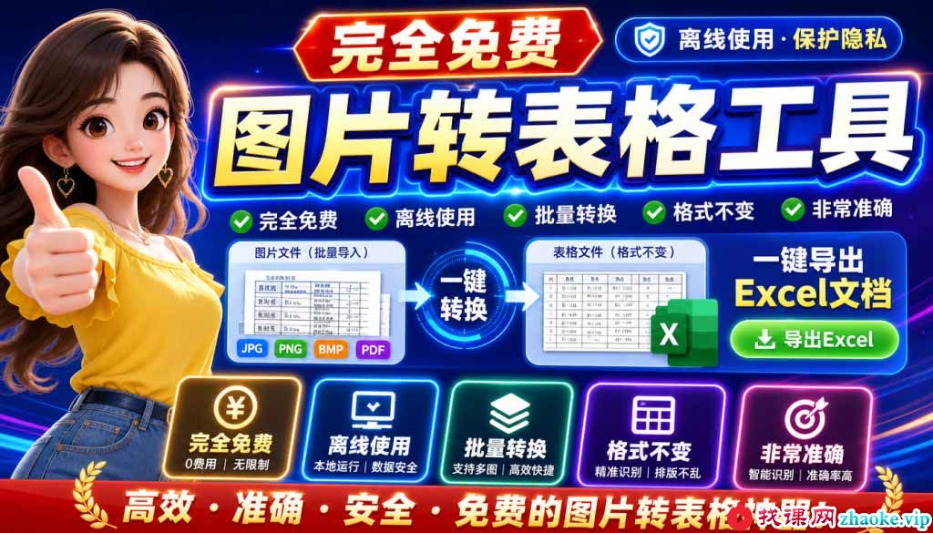 （19972期）图片表格识别提取工具，支持一键从图片中智能提取表格并导出Excel文件，可离线免网运行，FastTableOCR