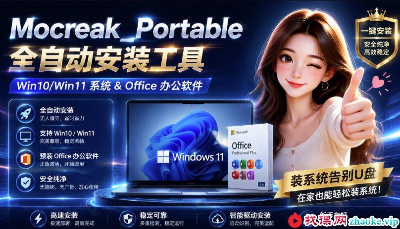 （19970期）Mocreak全自动安装office和win10、win11系统，告别U盘装系统，使用安全可靠