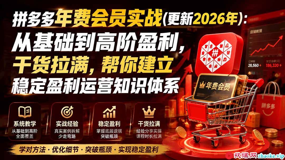 （20001期）拼多多年费会员实战(更新2026年)：从基础到高阶盈利，干货拉满，帮你建立稳定盈利运营知识体系