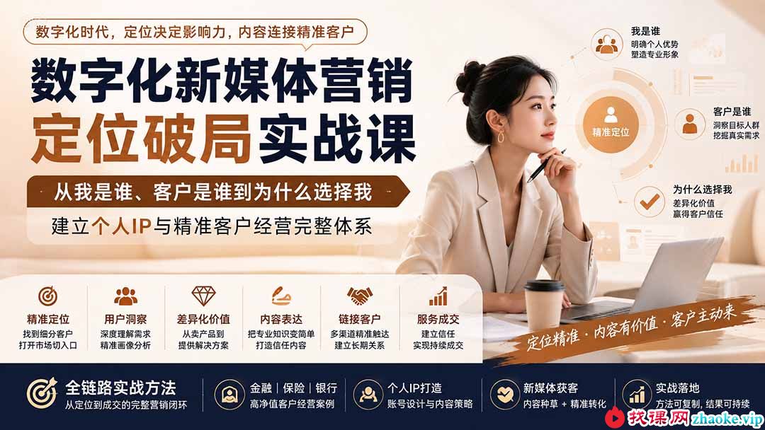 （20009期）数字化新媒体营销定位破局实战课：从我是谁、客户是谁到为什么选择我，建立个人IP与精准客户经营完整体系