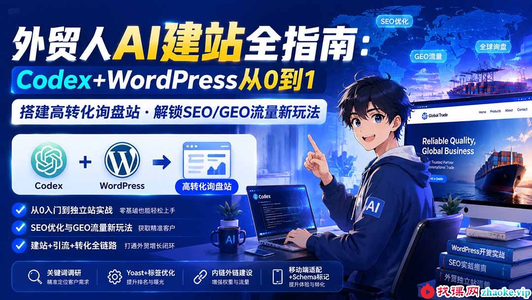（20003期）外贸人AI建站全指南：Codex+WordPress从0到1·搭建高转化询盘站·解锁SEO/GEO流量新玩法-更新8月