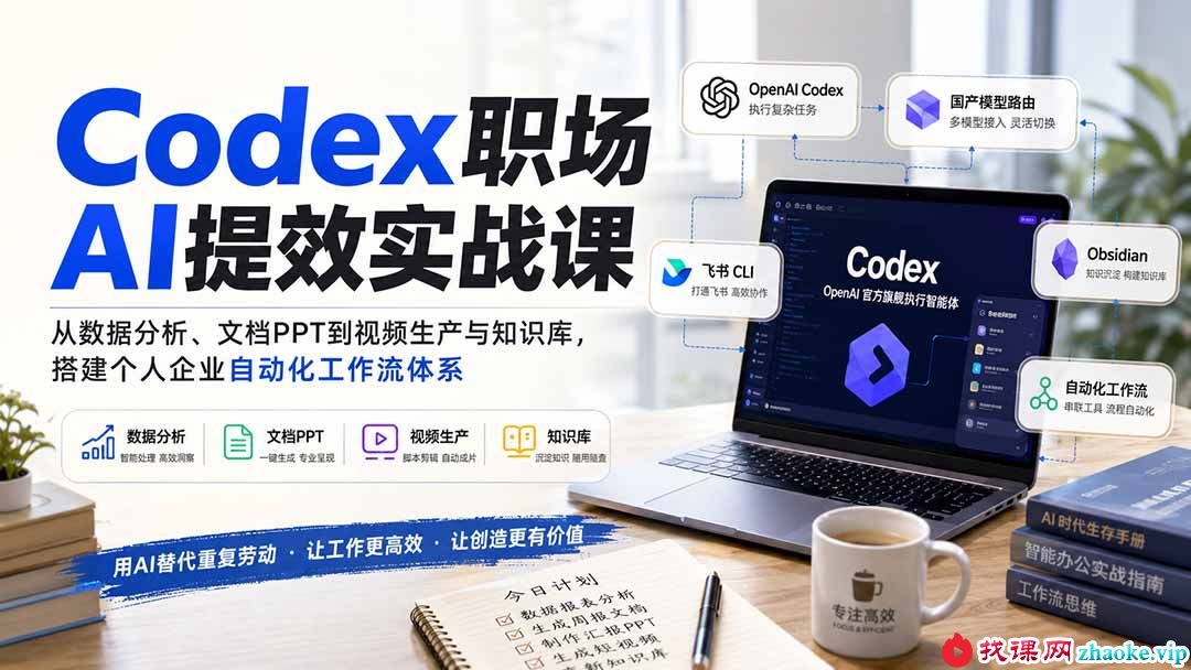 （20057期）Codex职场AI提效实战课：从数据分析、文档PPT到视频生产与知识库，搭建个人企业自动化工作流体系