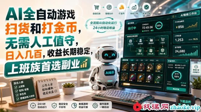 （20090期）AI全自动游戏皮肤扫货和打金币，日入几百，内部方法大揭秘，0门槛！