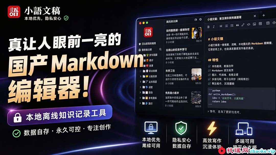 （20128期）让人眼前一亮的国产 Markdown 编辑器！本地离线高性能知识记录工具，免费免登录使用 小语文稿