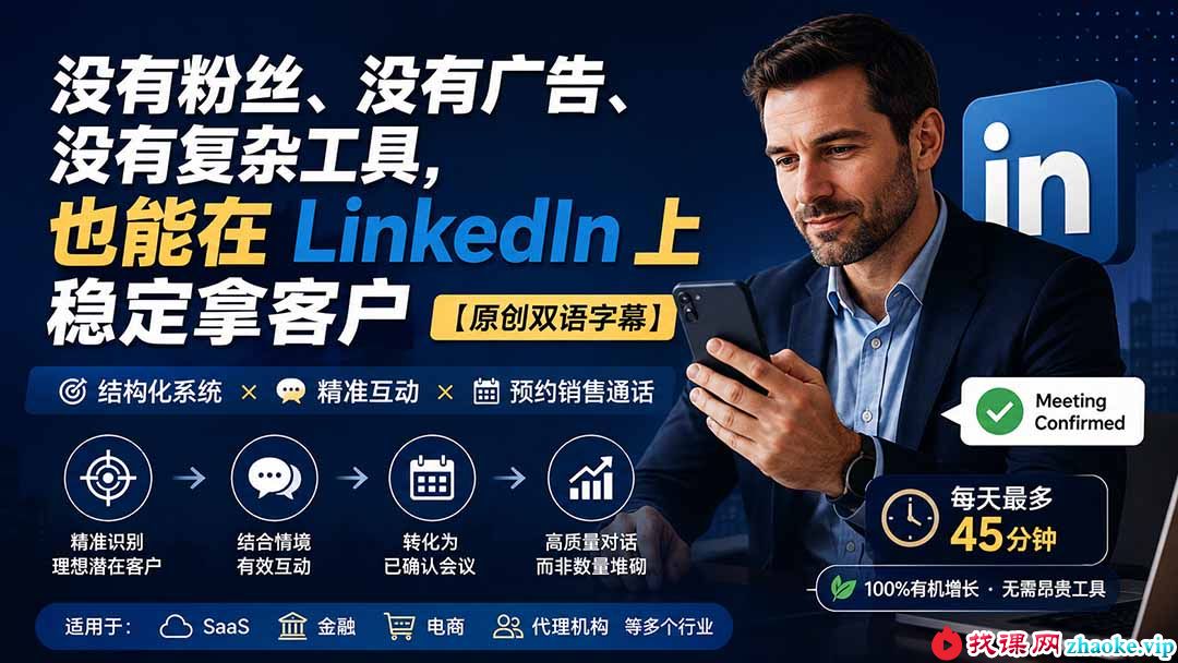 （20220期）没有粉丝、没有广告、没有复杂工具，也能在 LinkedIn 上稳定拿客户【原创双语字幕】