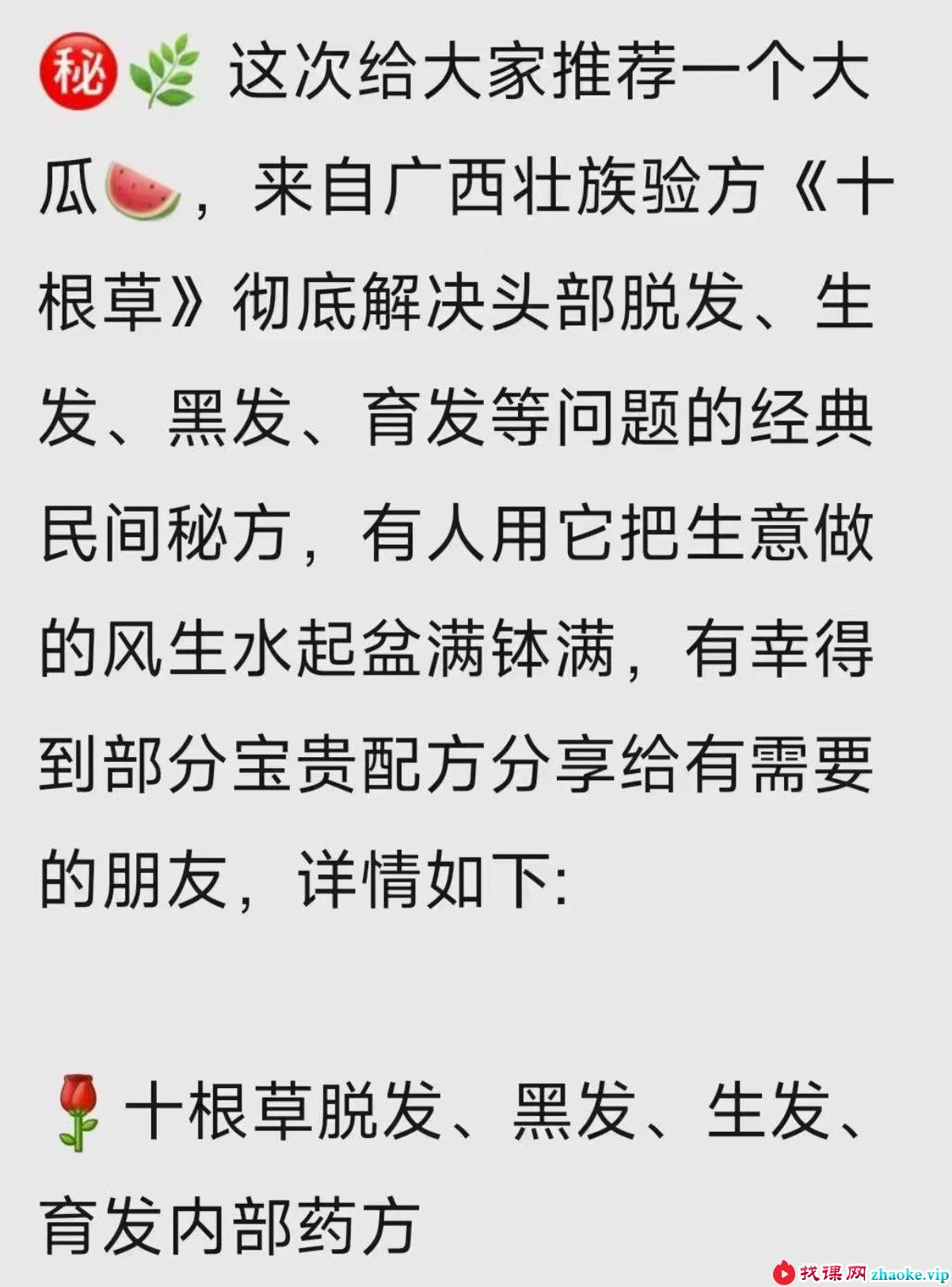 十根草生发内部药方