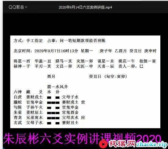 朱辰彬2020年六爻实例讲课视频10集17小时