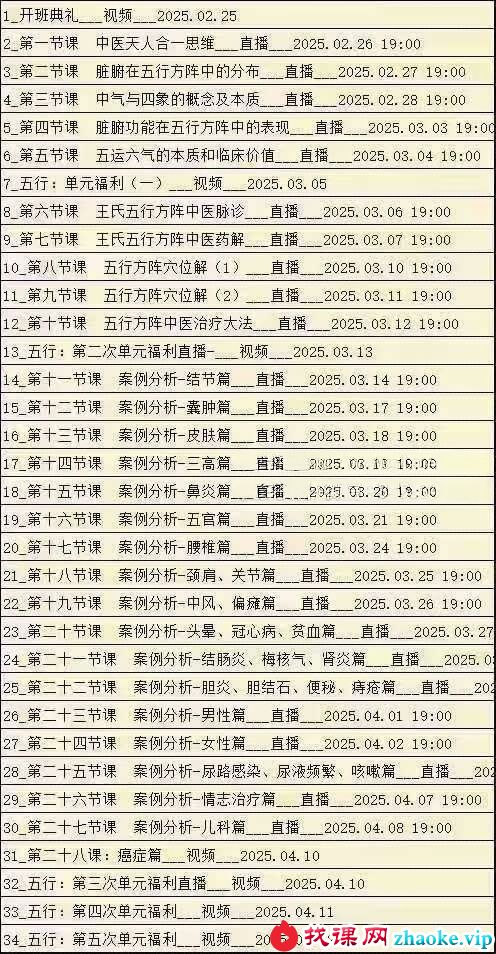 王海宽王氏五行方阵中医12期【34节】大文件（105.04G）