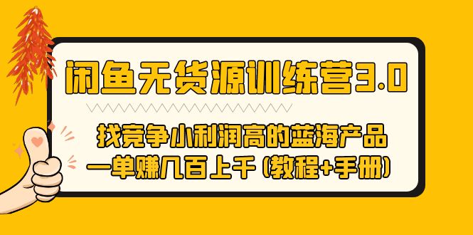 （5693期）闲鱼无货源训练营3.0 找竞争小利润高的蓝海产品 一单赚几百上千(教程+手册)