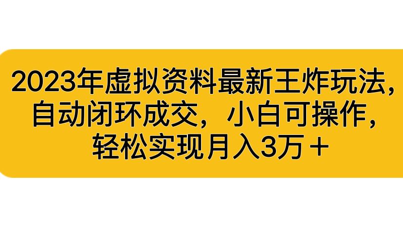 （6773期）2023年虚拟资料最新王炸玩法，自动闭环成交，小白可操作，轻松实现月入3...