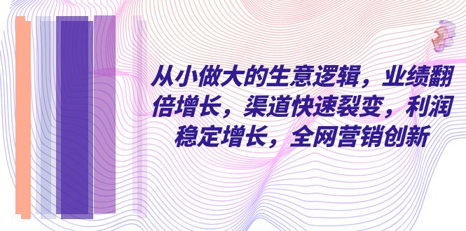 （8044期）从小 做大的生意逻辑，业绩翻倍增长，渠道快速裂变，利润稳定增长，全网