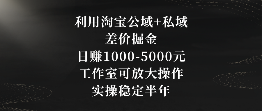 （8952期）利用淘宝公域+私域差价掘金，日赚1000-5000元，工作室可放大操作，实操...