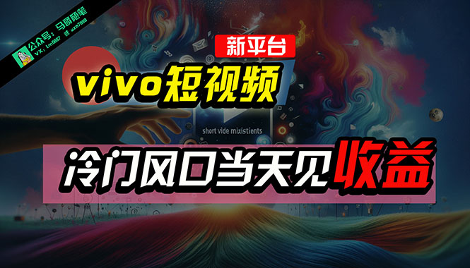 （10390期）全新平台vivo短视频，新风口AI混剪无脑搬运，冷门风口当天见收益，7天...