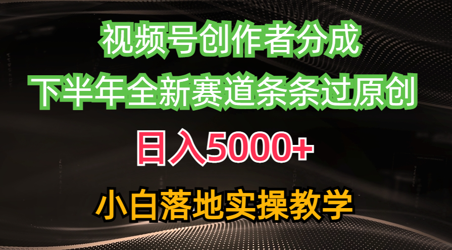 （10294期）视频号创作者分成最新玩法，日入5000+ 下半年全新赛道条条过原创，小...