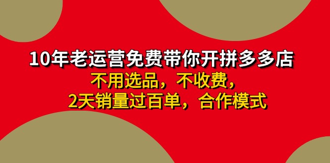 （11576期）拼多多-合作开店日入4000+两天销量过百单，无学费、老运营教操作、小白...