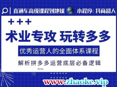 术业专攻玩转多多，优秀运营人的全面体系课程，解析拼多多运营底层必备逻辑
