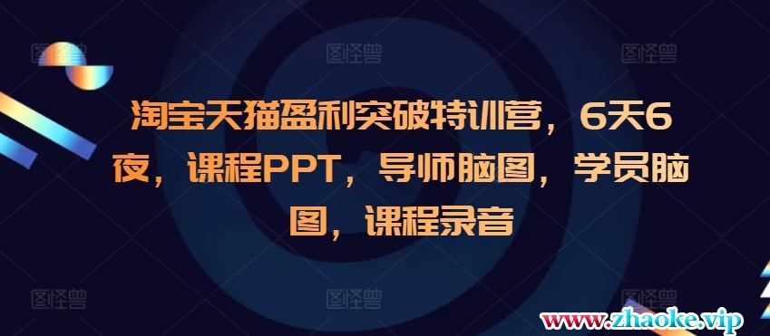 淘宝天猫盈利突破特训营，6天6夜，课程PPT，导师脑图，学员脑图，课程录音