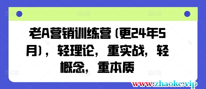 老A营销训练营(更24年11月)，轻理论，重实战，轻概念，重本质