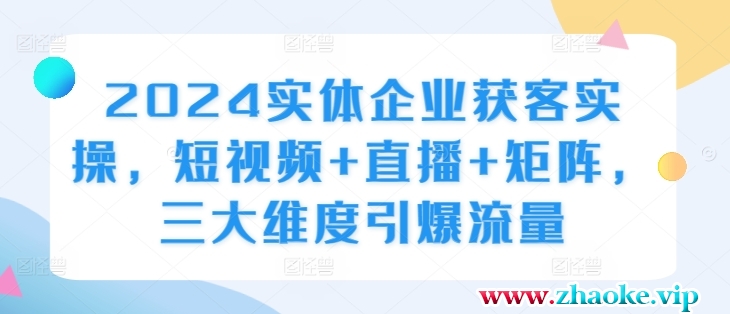 2024实体企业获客实操,短视频+直播+矩阵,三大维度引爆流量