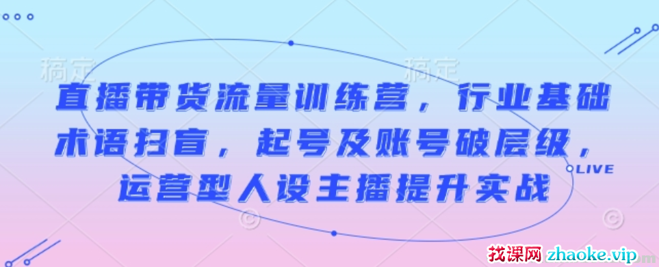 直播带货流量训练营 行业基础术语扫盲 起号及账号破层级 运营型人设主播提升实战