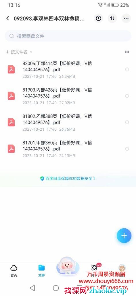 李双林《双林命稿》甲乙丙丁，PDF电子文档4本