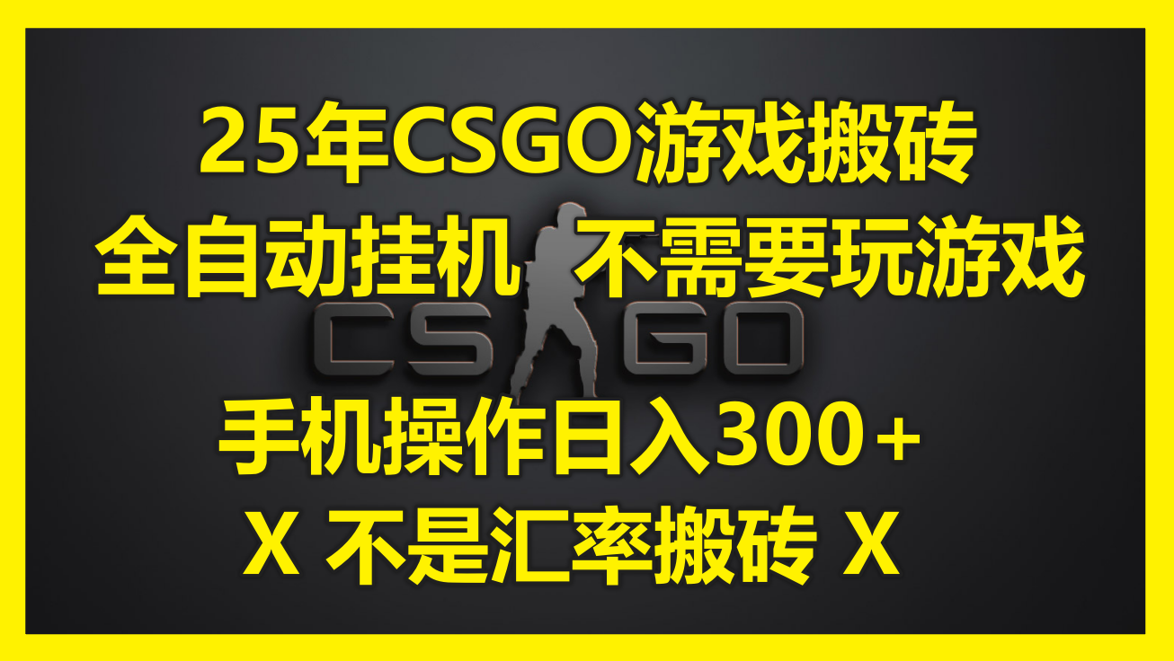 （14902期）25年CSGO游戏搬砖，全自动挂机，不需要玩游戏，手机操作日入300+。(不...