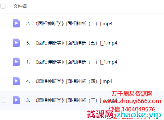 徐子辰《面相神断学》教学视频5集，每个视频2小时左右