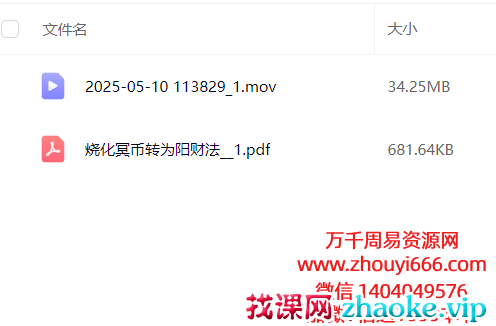 烧化冥币转为阳财法 视频+法本