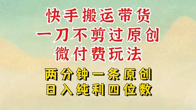 （15577期）快手黑科技搬运带货，一刀不剪过原创，微付费投流玩法，轻松日入四位数...