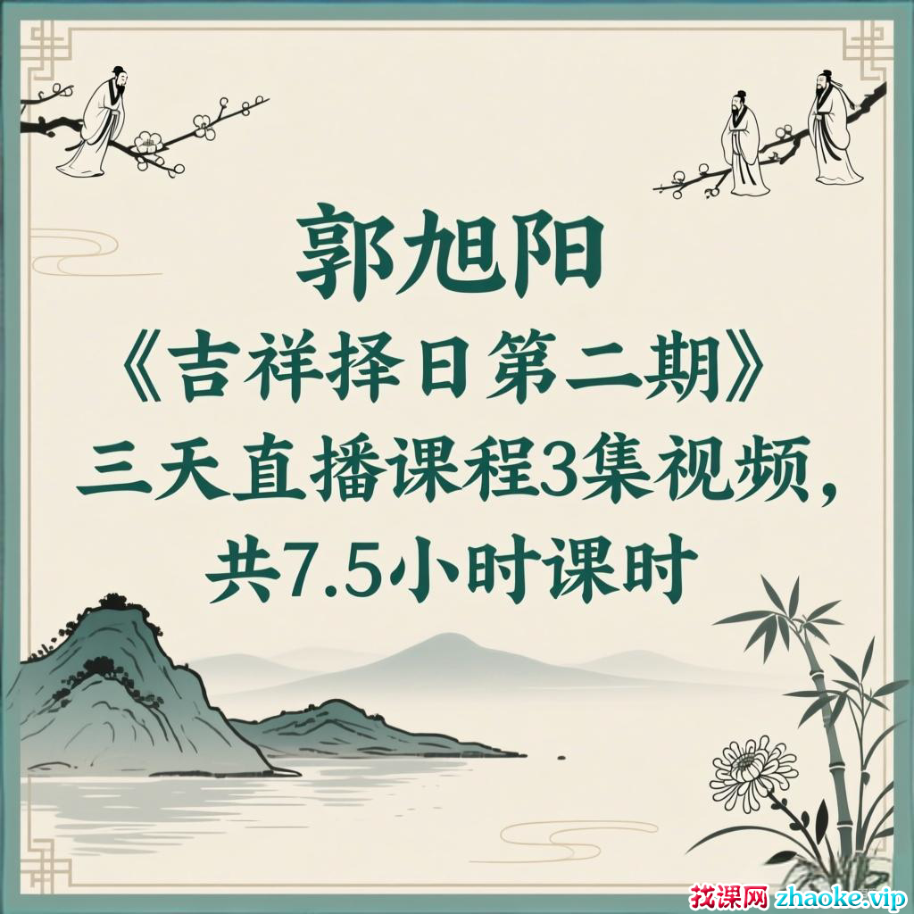 郭旭阳《吉祥择日第二期》三天直播课程3集视频，共7.5小时课时