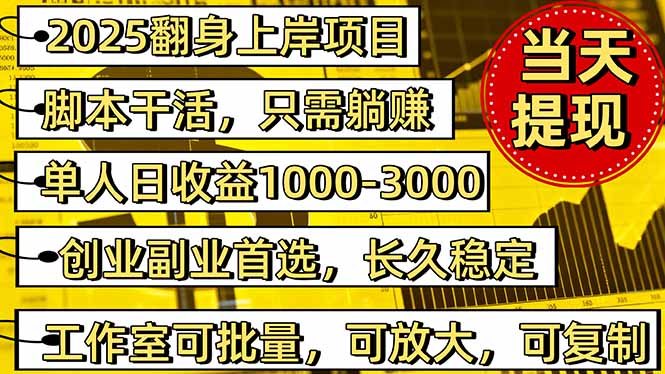 （16501期）2025翻身上岸项目脚本干活，内部客户经理内部开号，单人日收益1000-300...